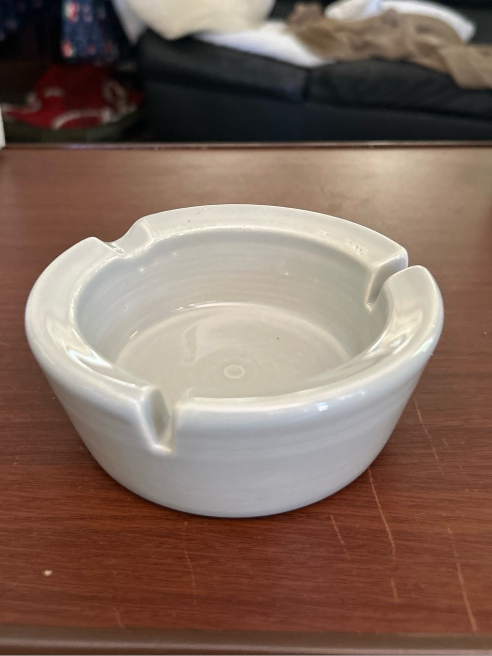 Vintage 2-Pinco 3 slot light gray ceramic ashtray 5”x2”. 1 slot for cigars